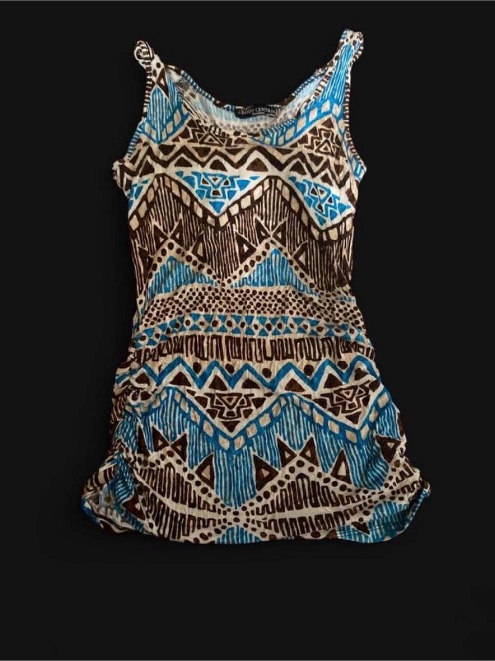 Vintage Body Central Blue and Brown Aztec Print Tank Top